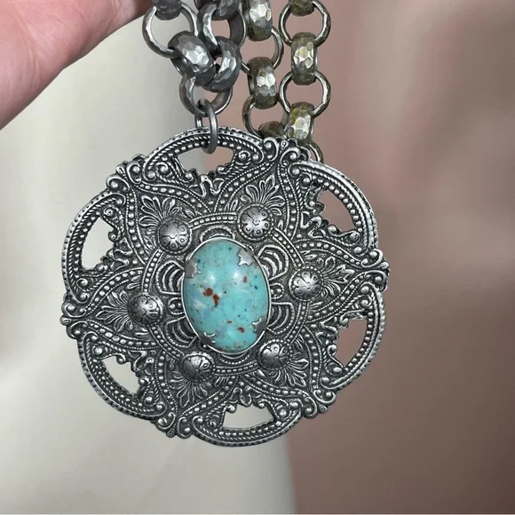 Vintage Antique Art deco Victorian Festival Silver Goth Medieval Goth necklace - Picture 13 of 16